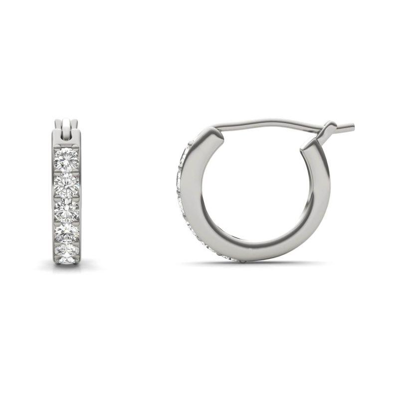 925 Sterling Silver Round Cut Cubic Zirconia Hoop Earrings 1