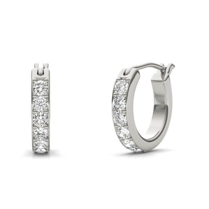 925 Sterling Silver Round Cut Cubic Zirconia Hoop Earrings 3