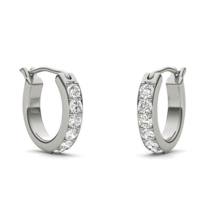 925 Sterling Silver Round Cut Cubic Zirconia Hoop Earrings 2