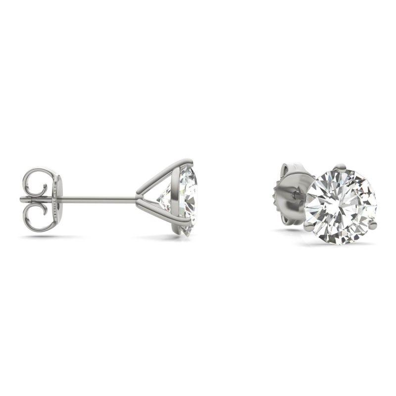 925 Sliver Sterling Round Cut Cubic Zirconia Three Prong Stud Earrings 2