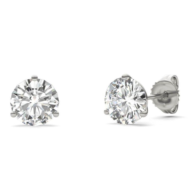 925 Sliver Sterling Round Cut Cubic Zirconia Three Prong Stud Earrings 3