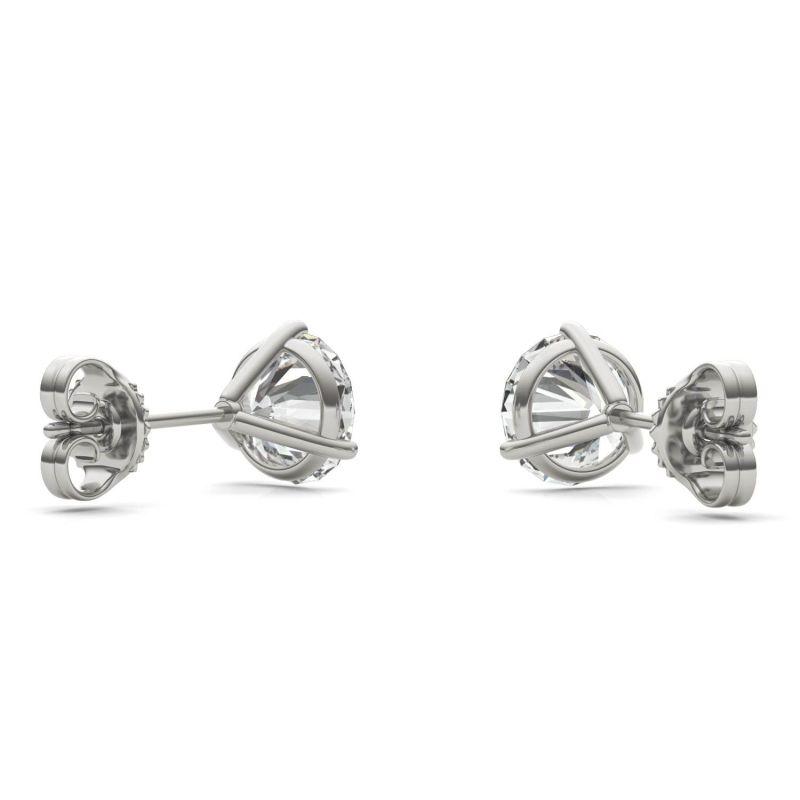 925 Sliver Sterling Round Cut Cubic Zirconia Three Prong Stud Earrings 5