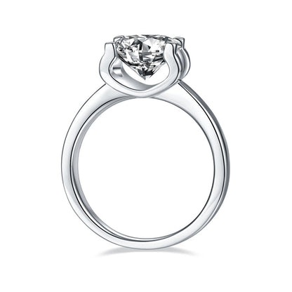 925 Sterling Silver Round CZ Diamond Bull Head Solitaire Ring 3