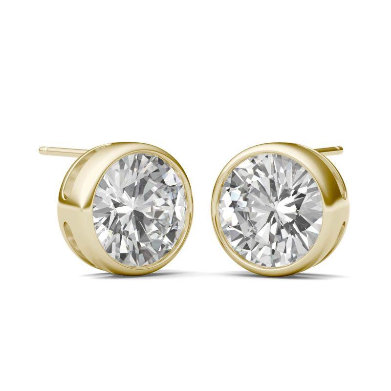 925 Sterling Silver Round Cut Bezel Setting Stud Earrings 3