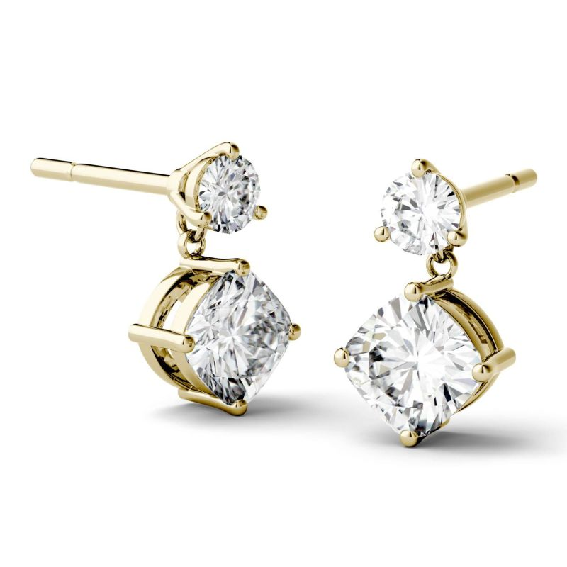 925 Sterling Sliver Cushion Cut Cubix Zirconia Drop Earrings 3