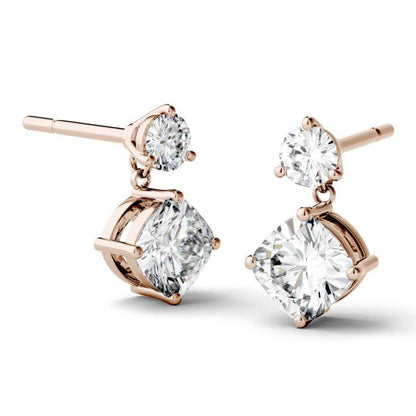 925 Sterling Sliver Cushion Cut Cubix Zirconia Drop Earrings 7