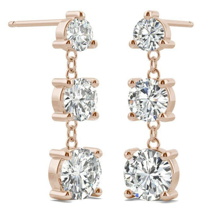 925 Sterling Sliver Round Cubic Zirconia Drop Earrings 14