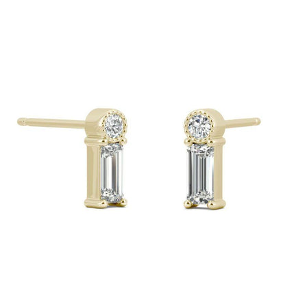 925 Sterling Sliver Emerald Cut Cubic Zirconia Stud Earrings 10