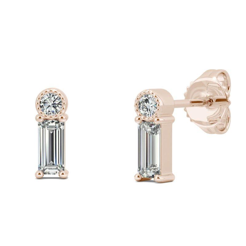 925 Sterling Sliver Emerald Cut Cubic Zirconia Stud Earrings 14