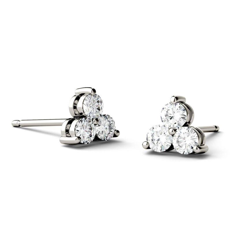 925 Sliver Sterling Round Cut Cubic Zirconia Trio Stud Earrings 4