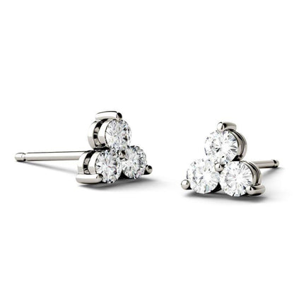 925 Sliver Sterling Round Cut Cubic Zirconia Trio Stud Earrings 4