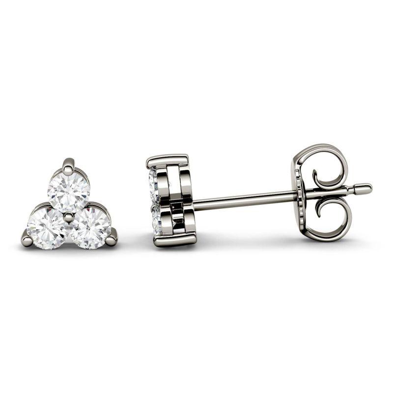 925 Sliver Sterling Round Cut Cubic Zirconia Trio Stud Earrings 1