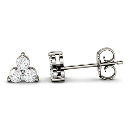 925 Sliver Sterling Round Cut Cubic Zirconia Trio Stud Earrings 16