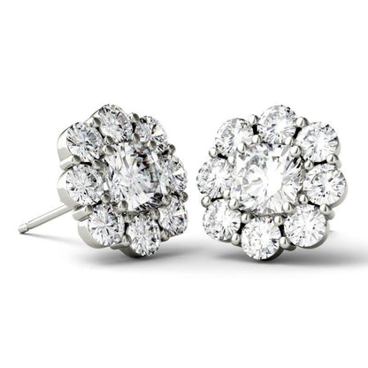 925 Sterling Silver Cushion Cubic Zirconia Halo Stud Earrings 10