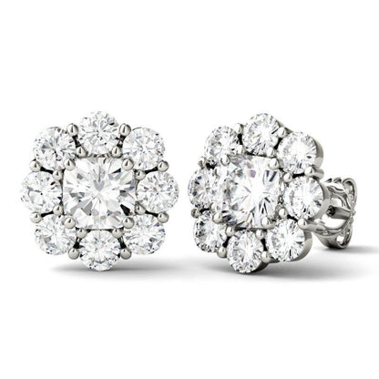 925 Sterling Silver Cushion Cubic Zirconia Halo Stud Earrings 9