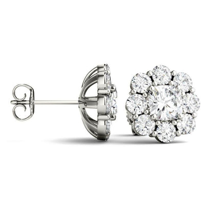 925 Sterling Silver Cushion Cubic Zirconia Halo Stud Earrings 8