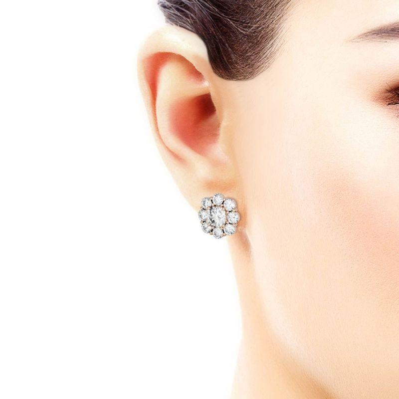 925 Sterling Silver Cushion Cubic Zirconia Halo Stud Earrings 15