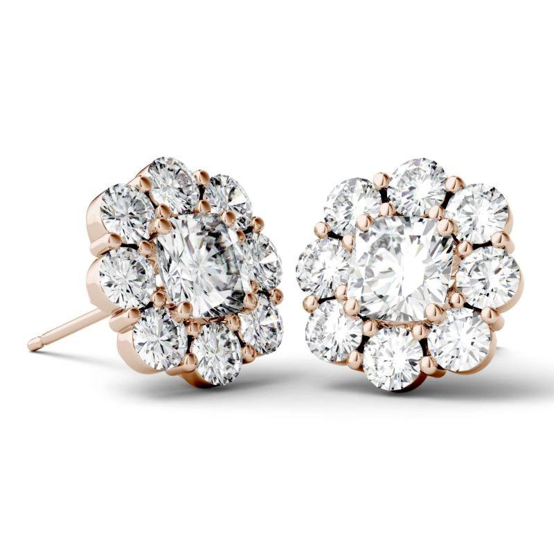 925 Sterling Silver Cushion Cubic Zirconia Halo Stud Earrings 14