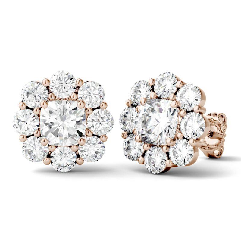 925 Sterling Silver Cushion Cubic Zirconia Halo Stud Earrings 12