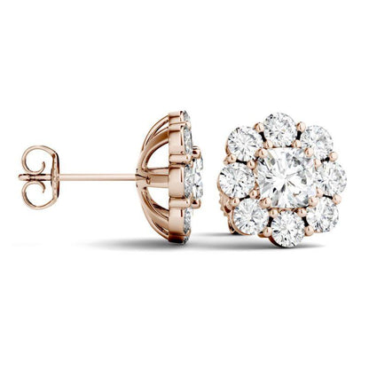 925 Sterling Silver Cushion Cubic Zirconia Halo Stud Earrings 13