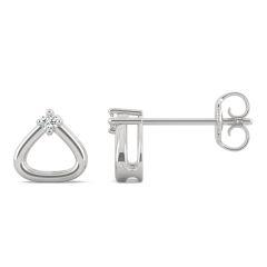 925 Sliver Sterling Round cut Cubic Zirconia Triangle Stud Earrings 1