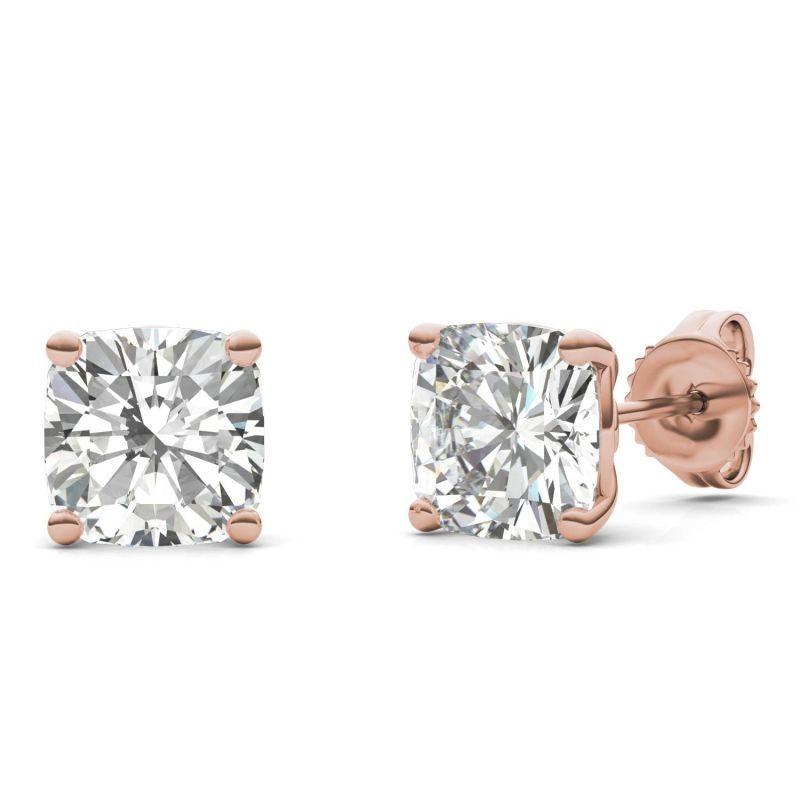 925 Sterling Sliver Cushion Cut Solitaire Stud Earrings 9