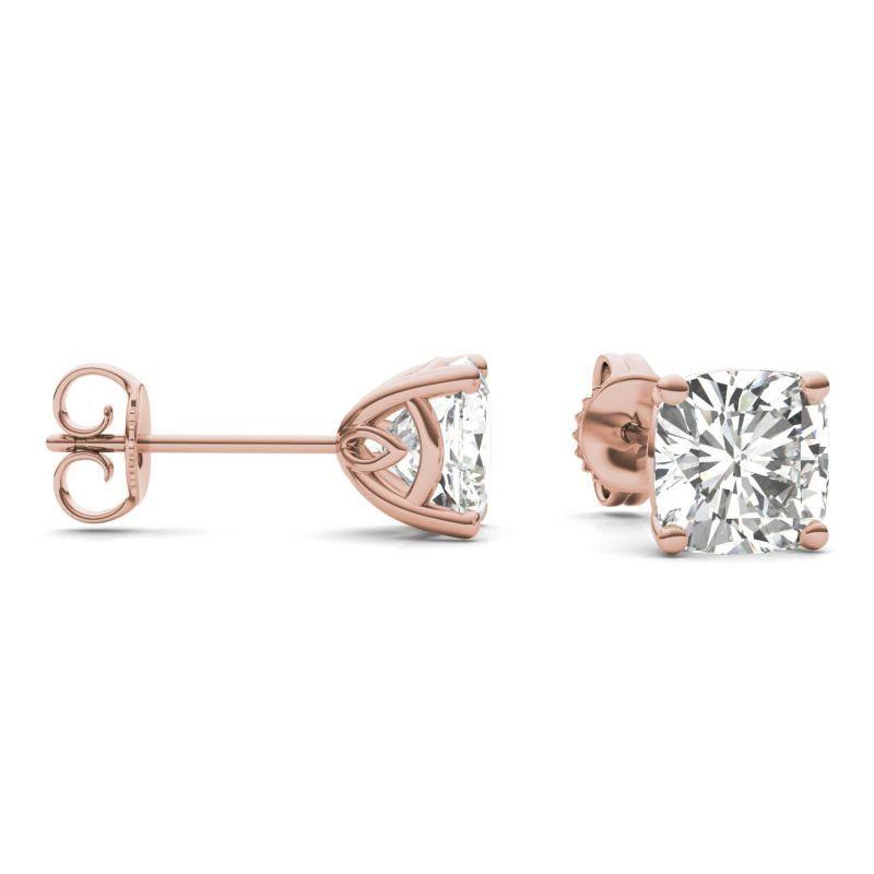 925 Sterling Sliver Cushion Cut Solitaire Stud Earrings 8