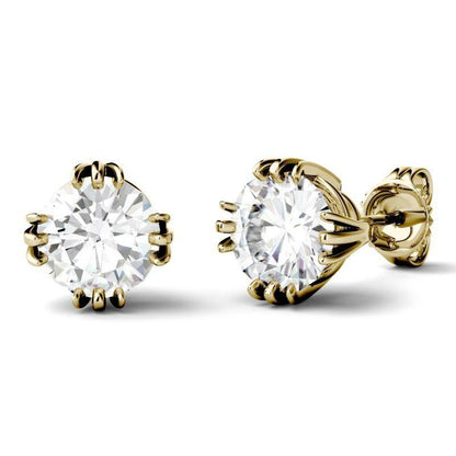 925 Sterling Sliver Round Cubic Zirconia Triple Prong Solitaire Stud Earrings 5