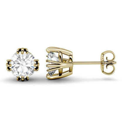 925 Sterling Sliver Round Cubic Zirconia Triple Prong Solitaire Stud Earrings 2