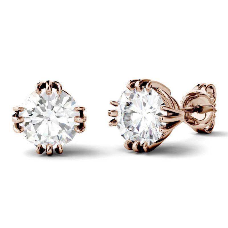 925 Sterling Sliver Round Cubic Zirconia Triple Prong Solitaire Stud Earrings 8