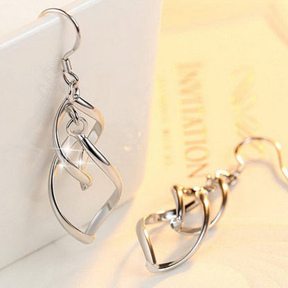 925 Sterling Silver Tassel Wave Shaped Twist Hook Earrings 3