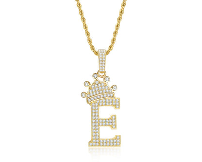 925 Sterling Silver Letter E Initial Pendant Necklace With Rope Chain 1