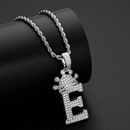 925 Sterling Silver Letter E Initial Pendant Necklace With Rope Chain 9