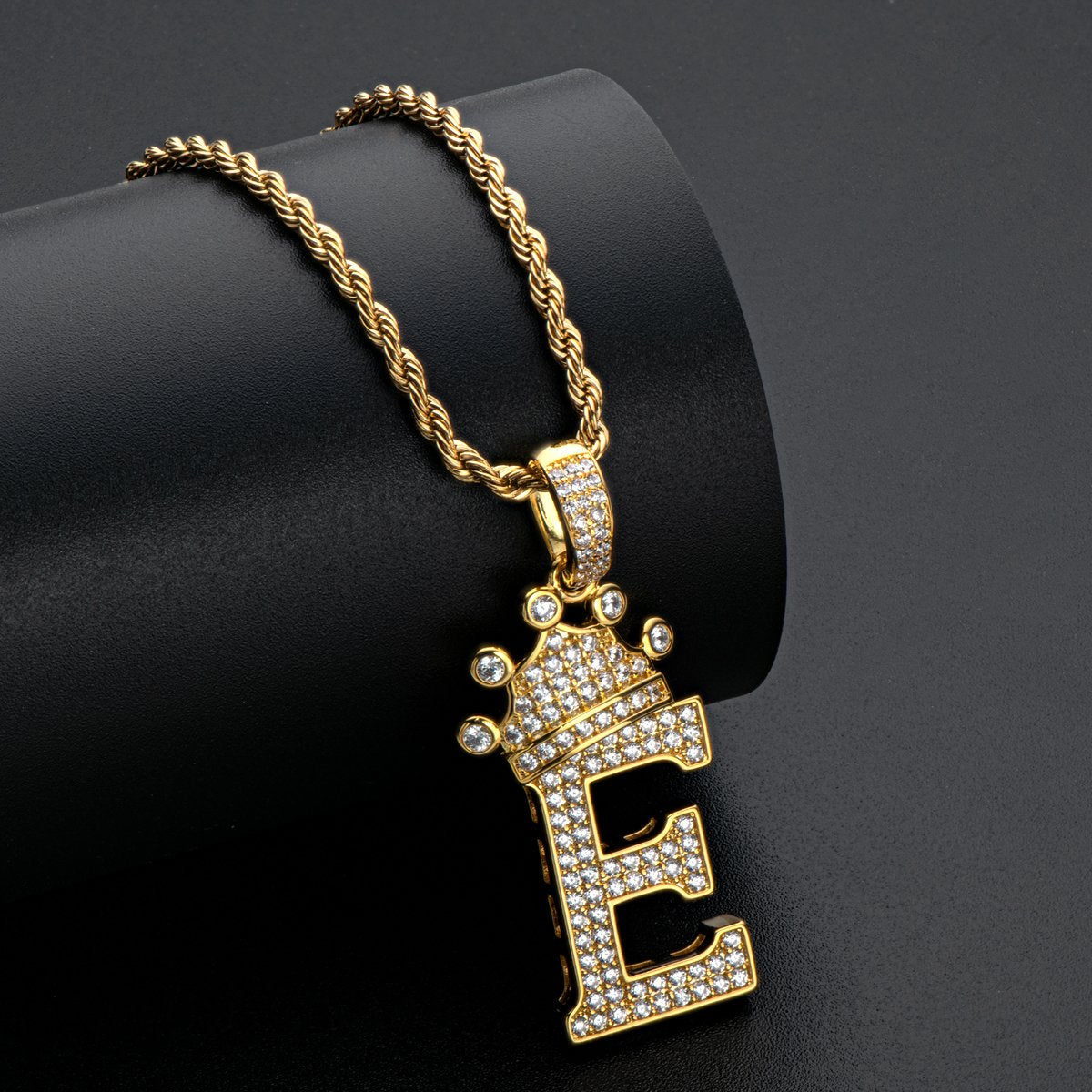 925 Sterling Silver Letter E Initial Pendant Necklace With Rope Chain 10