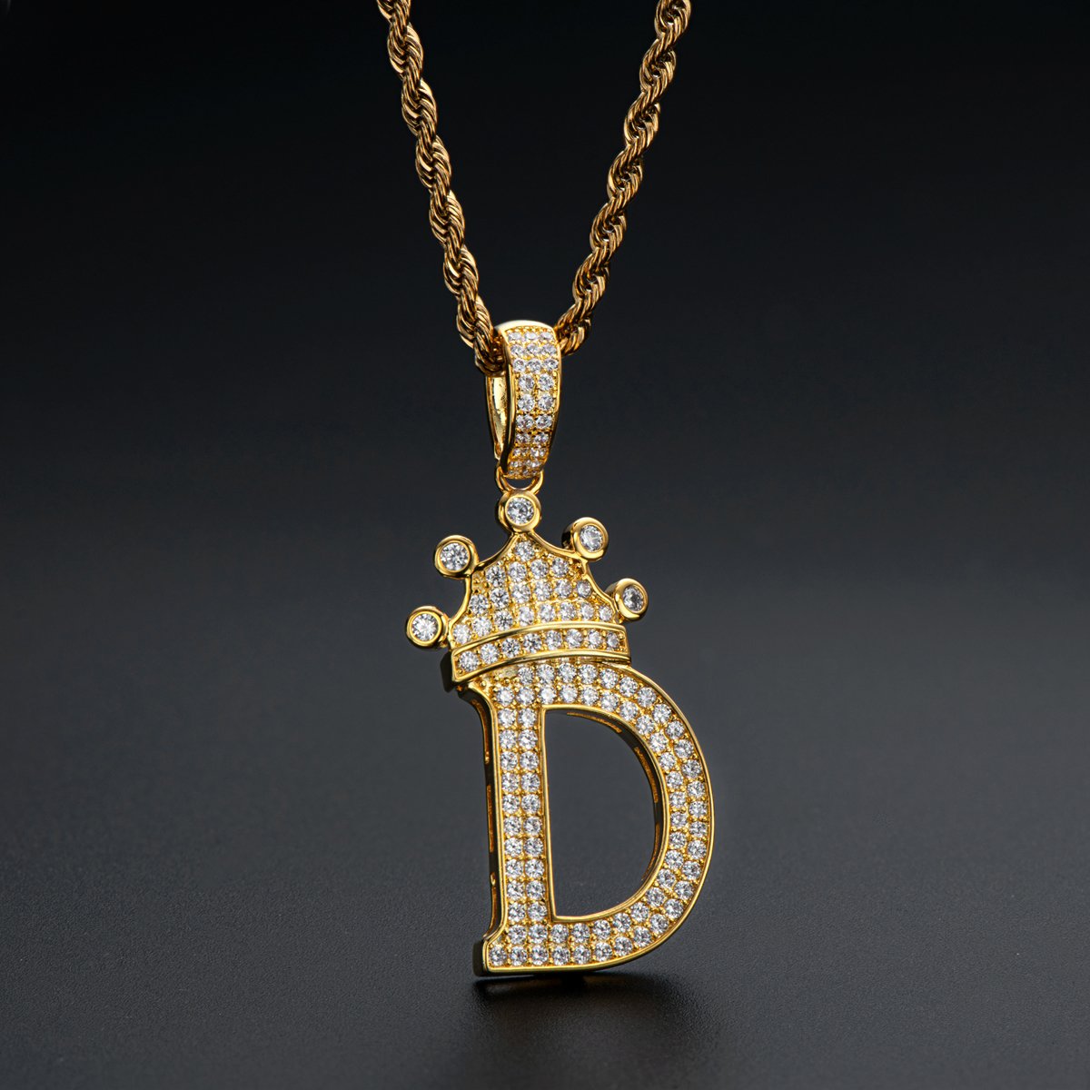 925 Sterling Silver Letter D Initial Pendant Necklace With Rope Chain 8