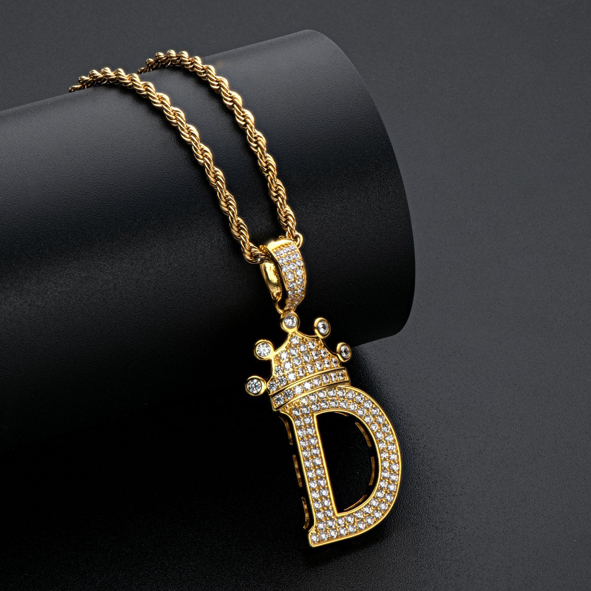 925 Sterling Silver Letter D Initial Pendant Necklace With Rope Chain 10