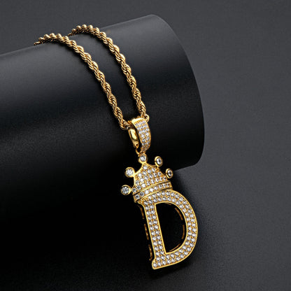 925 Sterling Silver Letter D Initial Pendant Necklace With Rope Chain 10