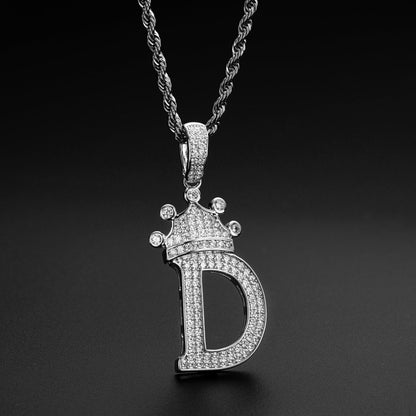 925 Sterling Silver Letter D Initial Pendant Necklace With Rope Chain 7