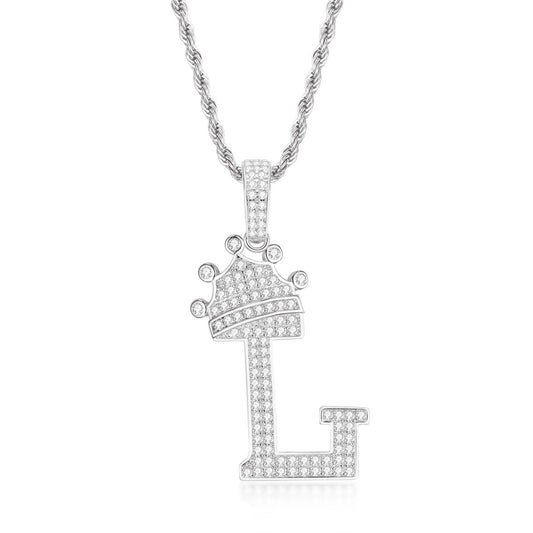 925 Sterling Silver Letter L Initial Pendant Necklace Rope Chain 1