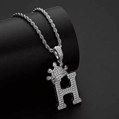 925 Sterling Silver Initial H Alphabet Necklace for Women Men 7