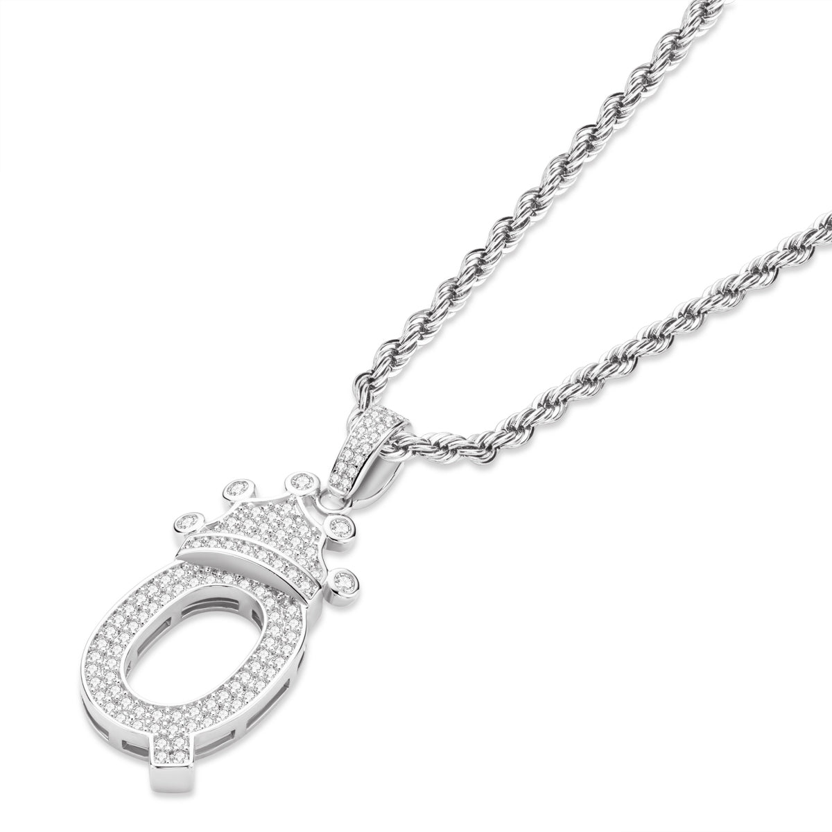 925 Sterling Silver Round Cut Created CZ Hip Hop Micro Pave The Letter Q Pendant Necklace 3