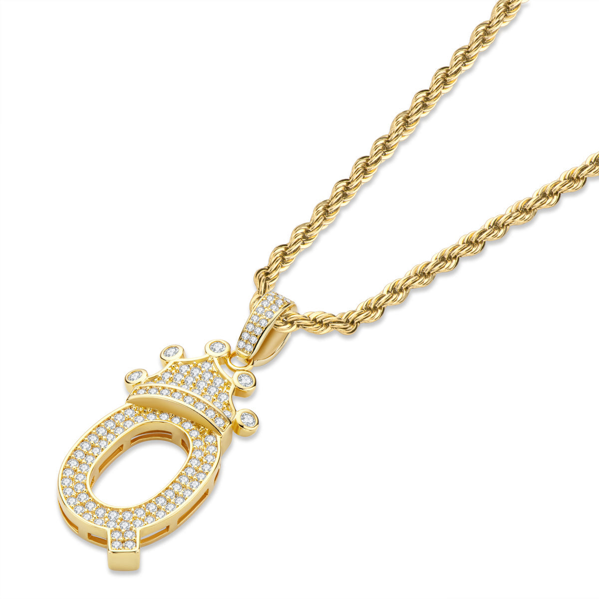 925 Sterling Silver Round Cut Created CZ Hip Hop Micro Pave The Letter Q Pendant Necklace 4