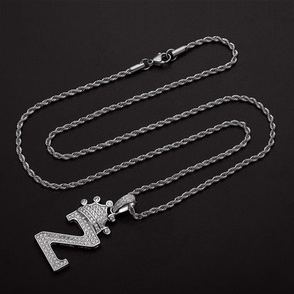 925 Sterling Silver Created Diamond Hip Hop Micro Pave The Letter Z Pendant Necklace 5