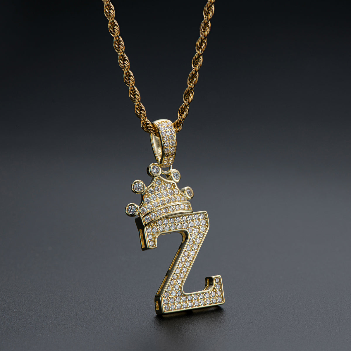 925 Sterling Silver Created Diamond Hip Hop Micro Pave The Letter Z Pendant Necklace 7