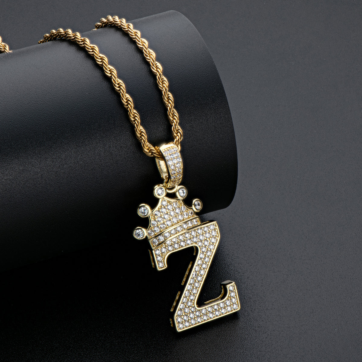 925 Sterling Silver Created Diamond Hip Hop Micro Pave The Letter Z Pendant Necklace 11