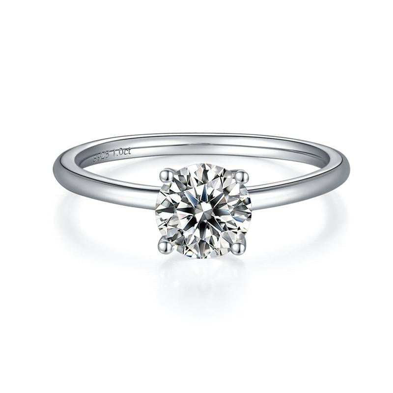 925 Sterling Silver Classic Solitaire Round Cut CZ Ring 1