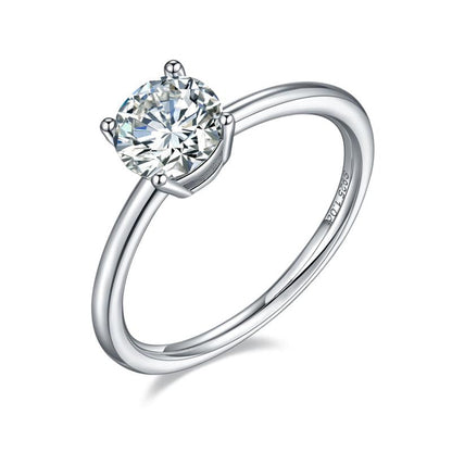 925 Sterling Silver Classic Solitaire Round Cut CZ Ring 9