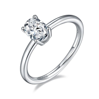 925 Sterling Silver Oval Cut 1 Carat CZ Solitaire Ring 1