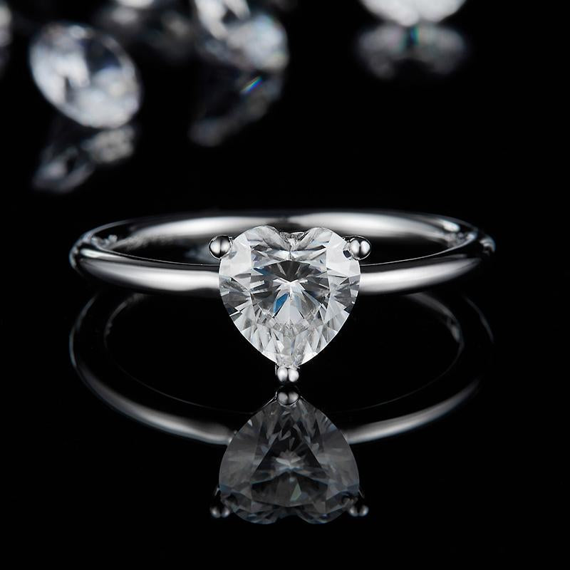 Moissanite Diamond  Heart Shaped CZ Ring 8