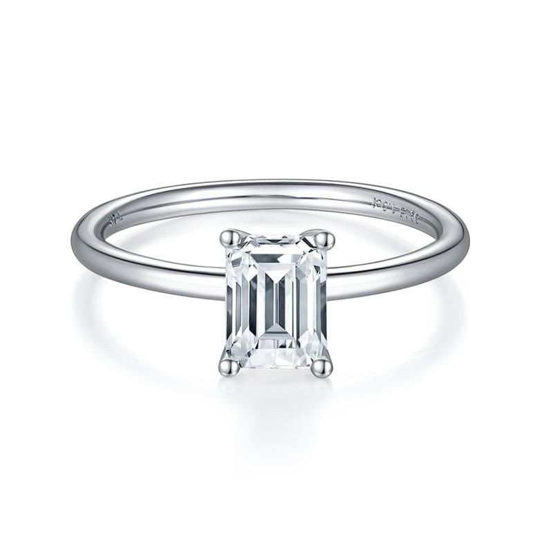 925 Sterling Silver Solitaire Emerald Cut CZ Ring 1